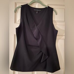 White House Black Market Black Ruffle Front Blouse